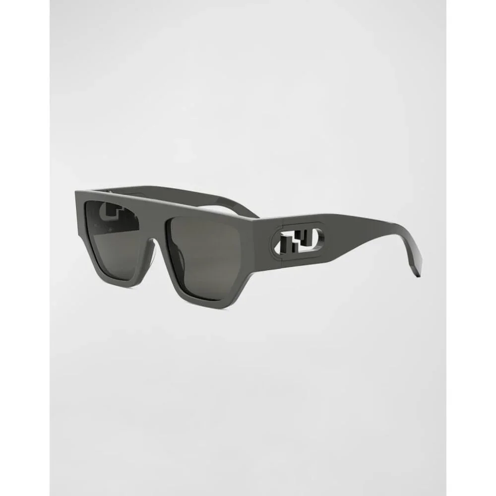 FENDI O'Lock GREY Nylon Rectangle Sunglasses NEW